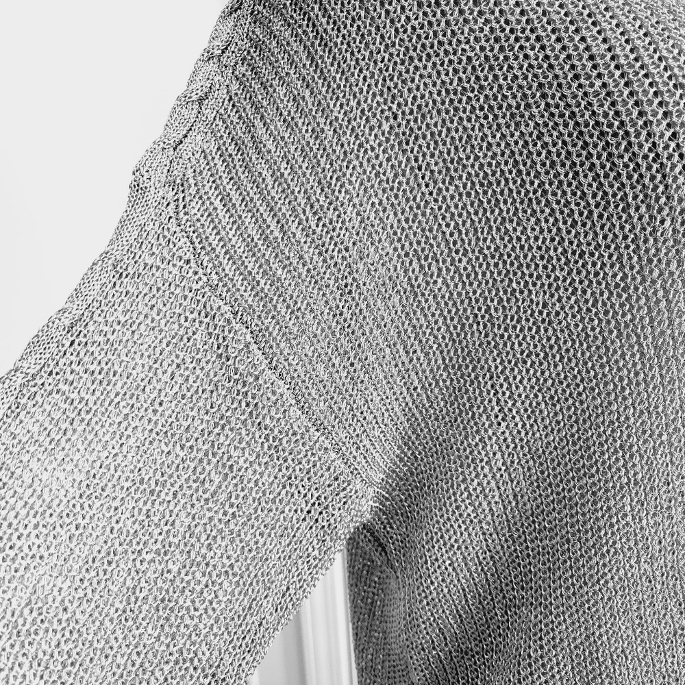 RTA Rhys Metallic Silver Open Knit Pullover Sweater - Picture 9 of 14